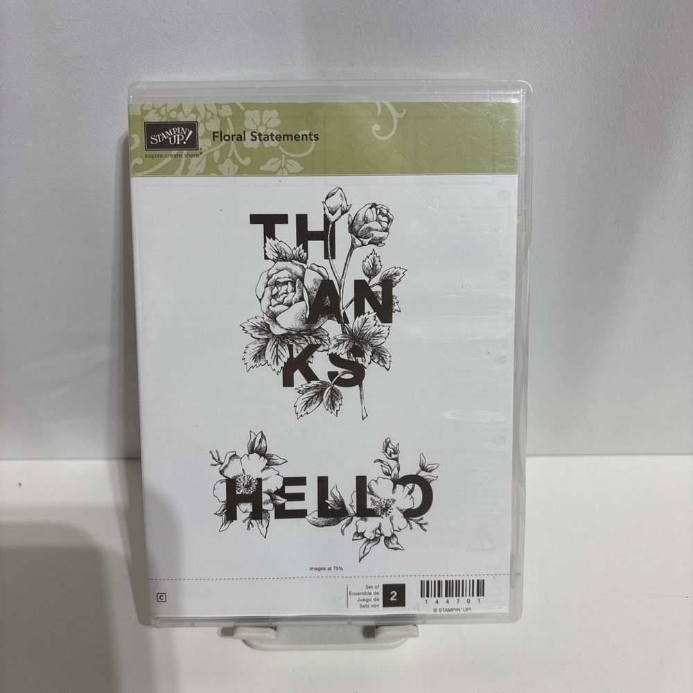 STAMPIN' UP! FLORAL STATEMENTS Thanks Hello Cling Rubber Stamp Set Retired